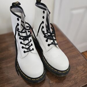 Dr. Martens White Boots with Black Laces